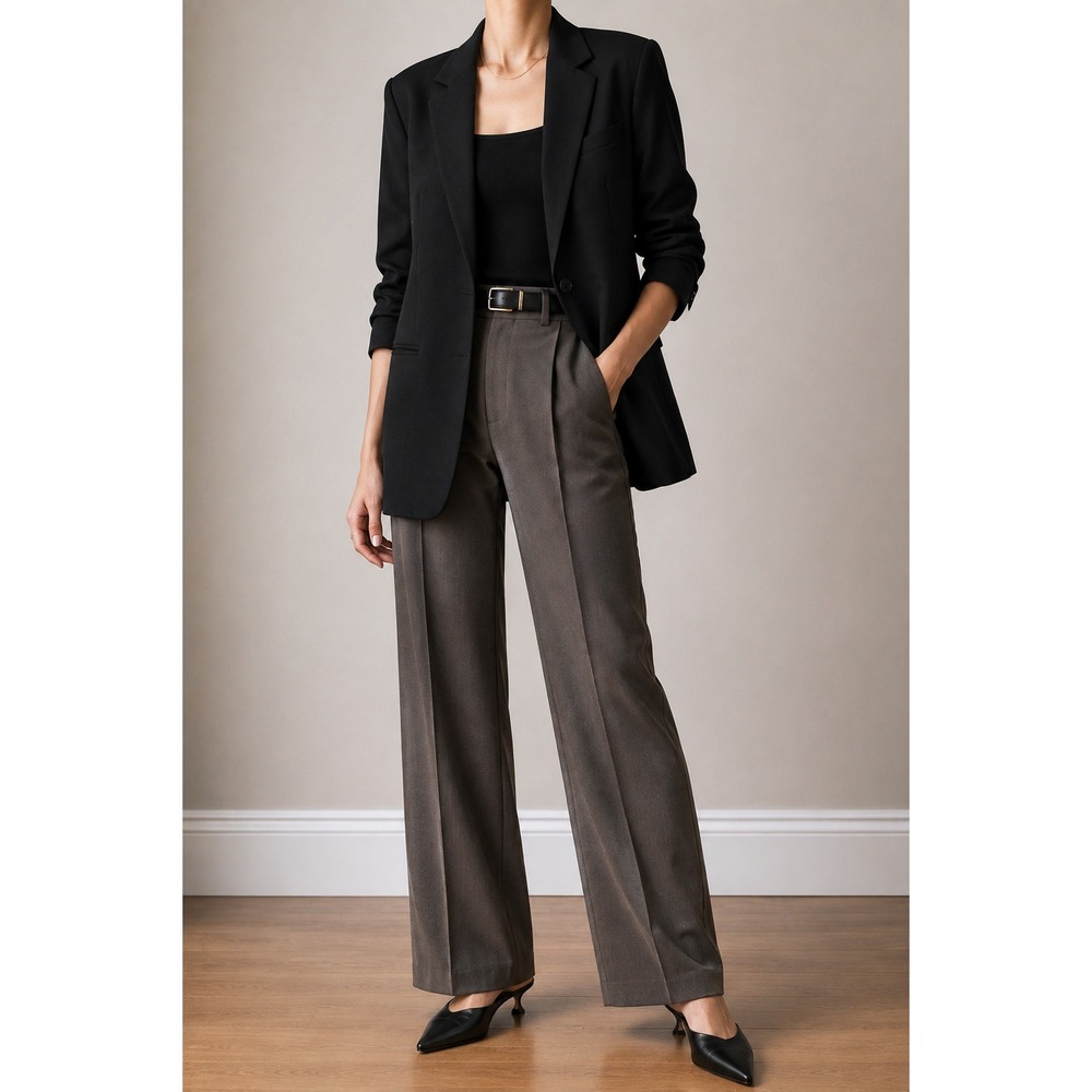 Casual Corner 100%‎ Merino Wool Blazer Women 6 Black Corpcore Minimalist Vintage